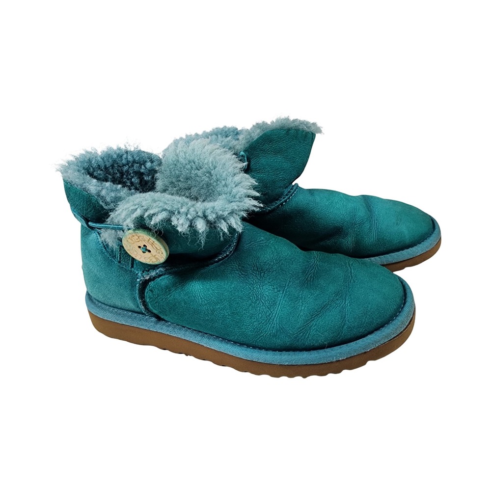 UGG Australia Mini Bailey Button Teal As Is Blue ‎ Boots 3352 Womens Size 6